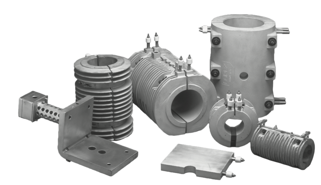 Cast heater for Plastics Extrusion & Downstream Equipment Cast-In Liquid Cooled Band Heaters