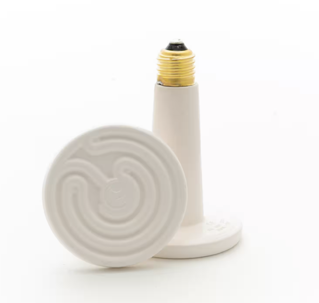 Ceramic Edison Screw Elements from Sanvi Heat are the industry standard for infrared bulbs, primarily used in reptile, animal, and pet care. These bulbs provide infrared heat without the negative effects of light output.  They are available in 100W, 150W, and 250W models, and have a useful wavelength range of 2-10 microns.